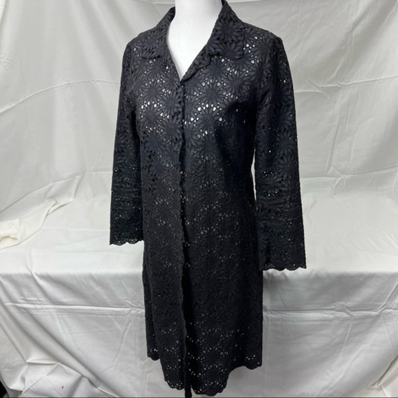 GERARD DAREL FANTASTIC BLACK SUNFLOWERS FLORAL SEE THROUGH BEACH SWIM DRESS WRAP - Picture 3 of 13